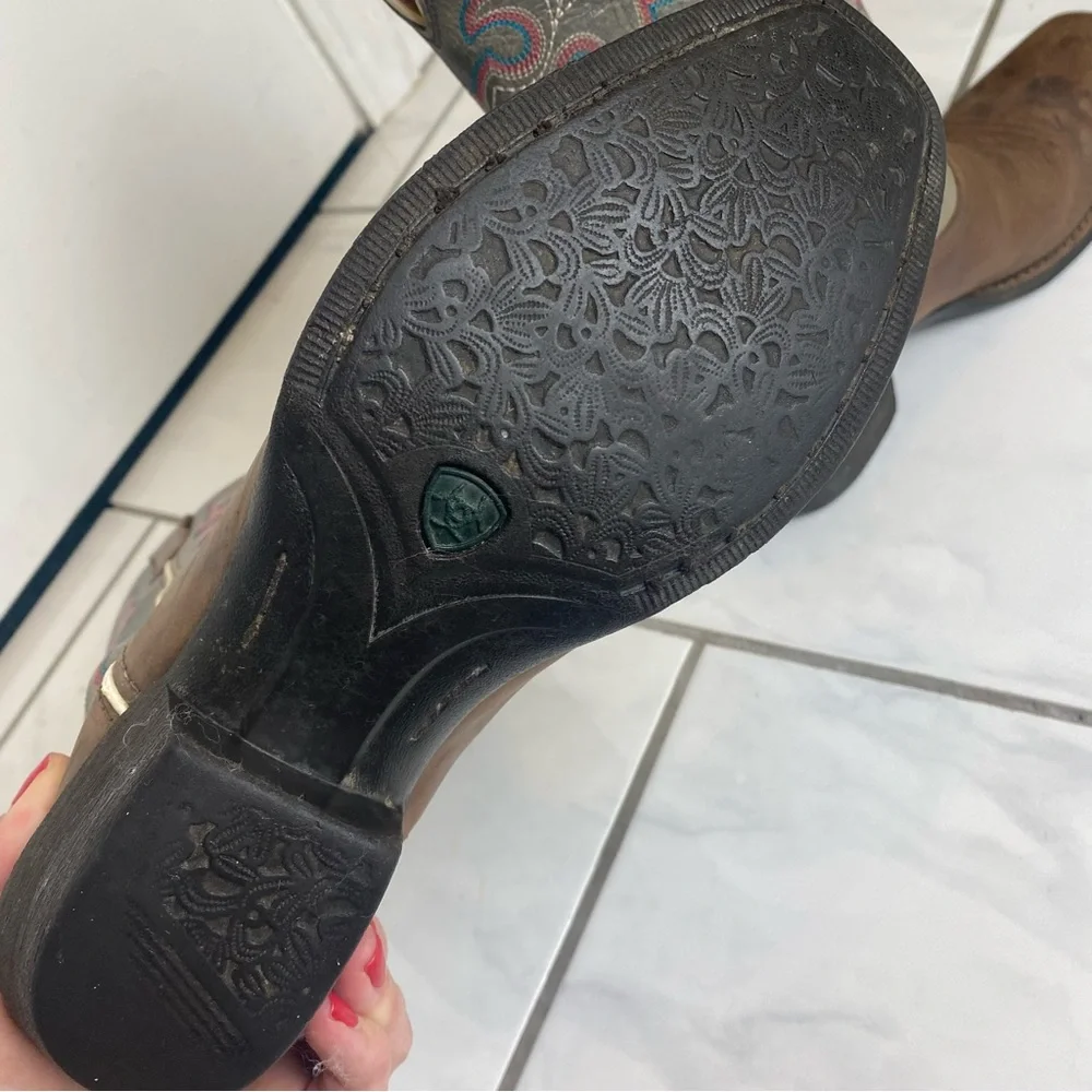 Ariat Women’s round up square toe western boots coastal cowgirl embroidered 8.5 - Picture 10 of 13